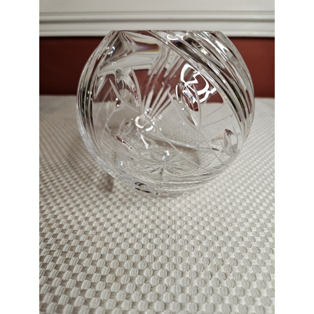 Vintage Nachtmann Munich Crystal Rose Bowl Vase West Germany Cut Glass Ball - Picture 4 of 7
